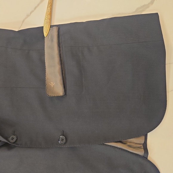 Isaia Napoli 160s Wool Solid Pin Stripe Blazer Sports Jacket Black Mens Size 42R - Picture 4 of 9